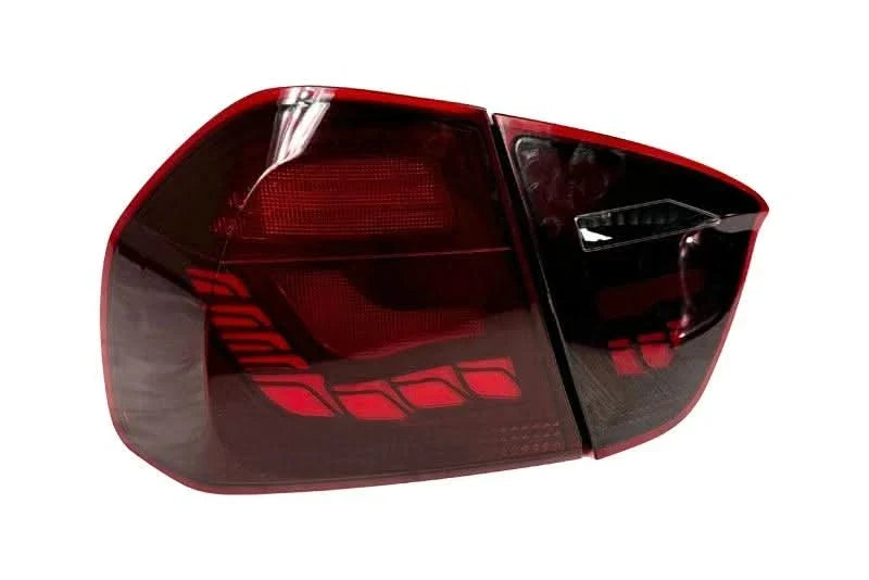 BMW 3 Series E90 M3 GTS OLED tail lights by K2 Industries, showing sleek red and clear lens design for 2006-2011 models.