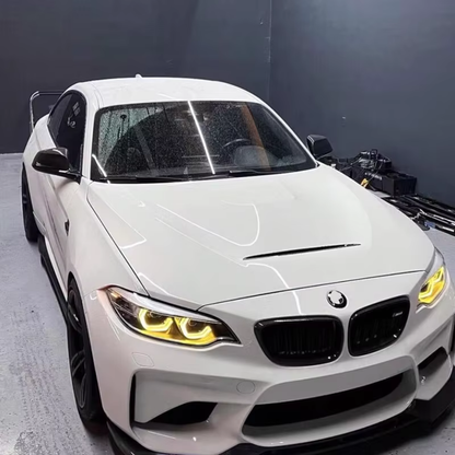 BMW 2 Series F22/F23/F87 Spoon Style LED headlights by K2 Industries, showing sleek, modern headlight design with LED accents.