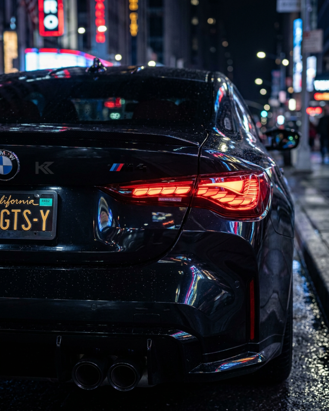 BMW 4-Series G22 G23 G82 M4 GTS OLED style LED tail light by K2 Industries, showing sleek illuminated rear lighting design.