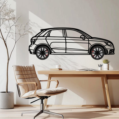 Audi A1 Metal Car Wall Art with Rotating Wheels - Handmade Car Silhouette Decor - Automotive Wall Art for Petrolheads-KAFMEKA094