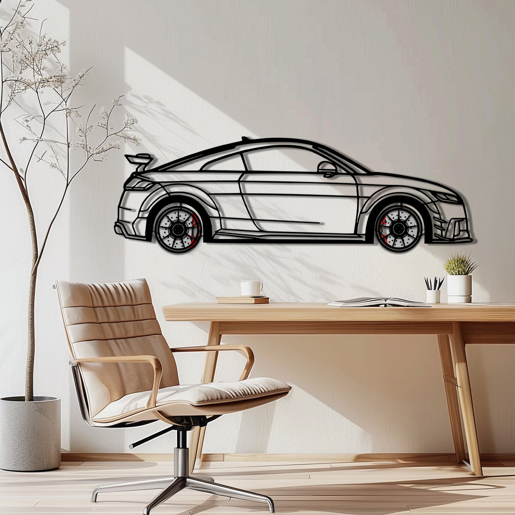 Audi TT Metal Car Wall Art with Rotating Wheels - Iconic Sports Coupe Silhouette Decor - Interactive Automotive Wall Art- KAFMEKA099