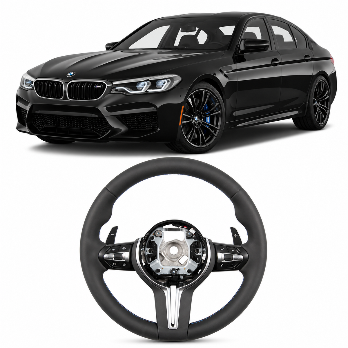 Vekto BMW M Performance steering wheel for M5, M6, M8 F10, F90, F06, F12, F13, F91, F92, F93 models with sporty design