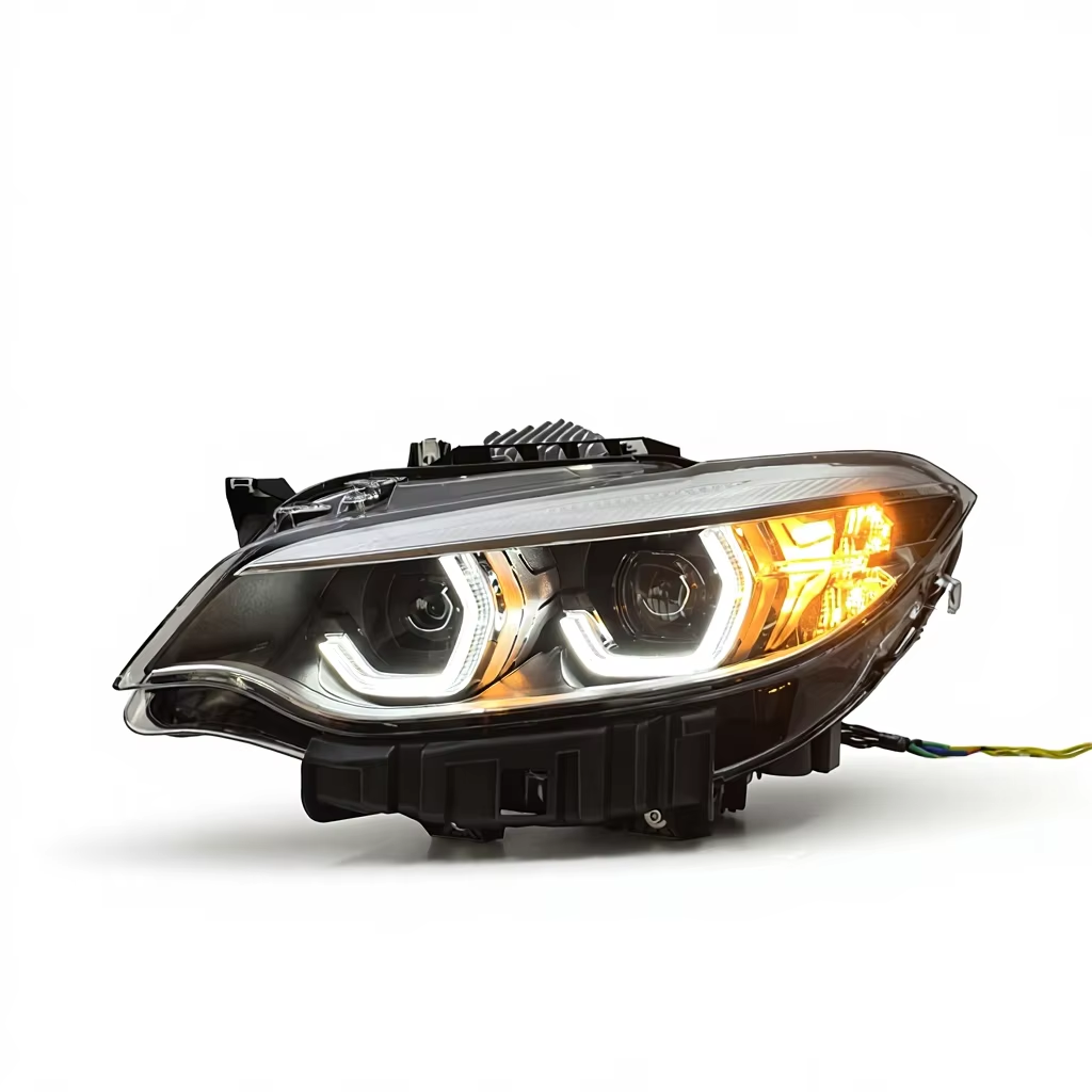 Vekto dual color LED headlights assembly for BMW 2 Series F22 F87, 2014-2019, showing the front view with bright LED lights.