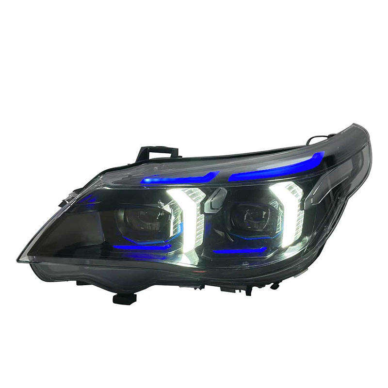 Vekto Snake Eyes dual color LED headlight assembly for BMW 5 Series E60, front view showing dual-color LED design