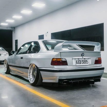 BMW E36 Precision Aluminum Diffuser V1 by K2 Industries, showing the sleek aluminum diffuser with detailed vents and mounting points.