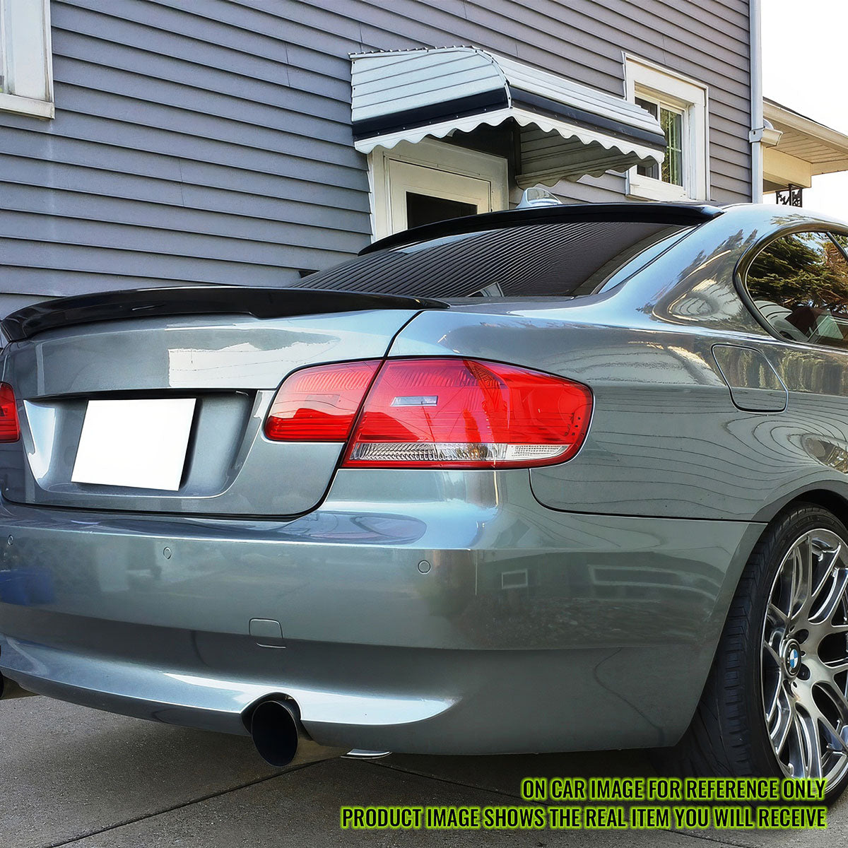 Matte black ABS roof spoiler wing for BMW E92 coupe (2007-2013) by K2 Industries, designed for aerodynamic enhancement and style.