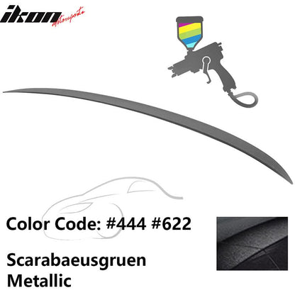 BMW E90 3-Series M3 style painted trunk spoiler wing for 2006-2011 models, designed by K2 Industries, shown on a vehicle.
