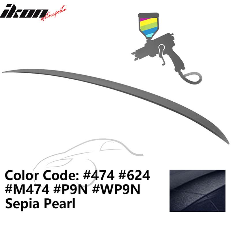 BMW E90 3-Series M3 style painted trunk spoiler wing for 2006-2011 models by K2 Industries, shown on a car with a white background.