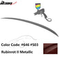 2006-2011 BMW E90 3-Series M3 style painted trunk spoiler wing by K2 Industries on vehicle, close-up view of the spoiler.