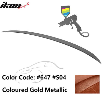 BMW E90 3-Series M3 Style painted trunk spoiler wing for 2006-2011 models by K2 Industries, showing the aerodynamic design and glossy finish.