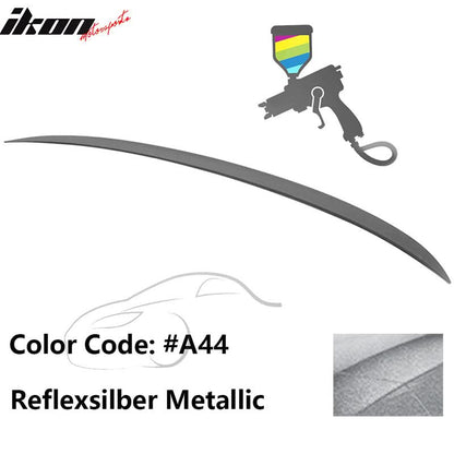 BMW E90 3-Series M3 style painted trunk spoiler wing for 2006-2011 models, designed by K2 Industries, shown on car trunk.