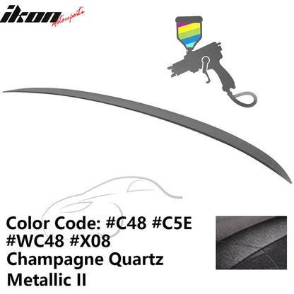 BMW E90 3-Series M3 style painted trunk spoiler wing for 2006-2011 models, designed by K2 Industries, shown on car trunk.