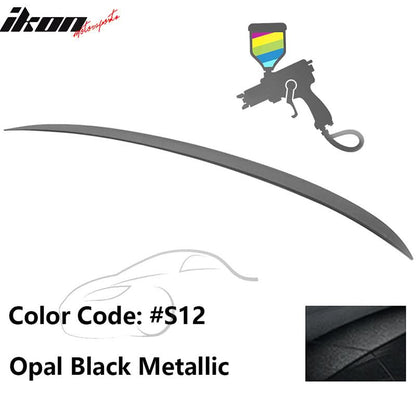 BMW E90 3-Series M3 style painted trunk spoiler wing by K2 Industries for 2006-2011 models, showing a sleek aerodynamic design.
