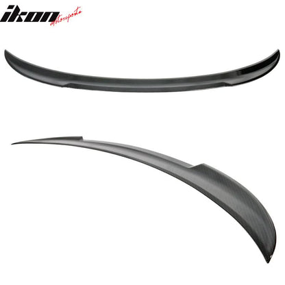 BMW E90 M4 trunk spoiler in carbon fiber print by K2 Industries, showcasing sleek aerodynamic design for 2006-2011 models.