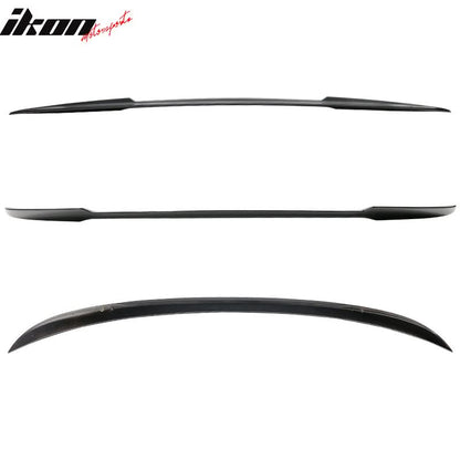 Black carbon fiber trunk spoiler for BMW E90 M4 2006-2011, K2 Industries, aerodynamic wing with sleek finish.