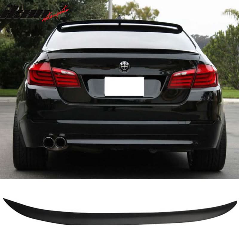 BMW F10 5 Series 2011-2017 rear trunk lid spoiler wing lip in PU, OE style, designed for spoiler and wing modifications.