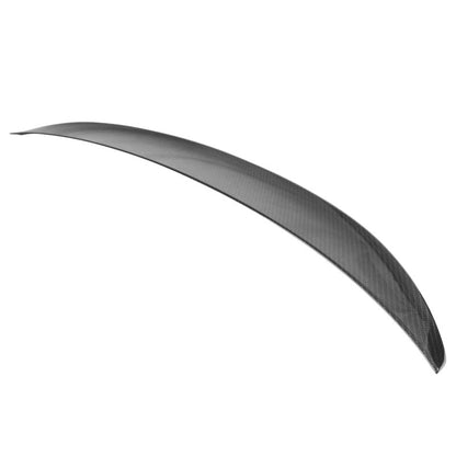 BMW F32 4 Series P Style trunk spoiler in carbon fiber print by K2 Industries, rear view showing sleek aerodynamic design