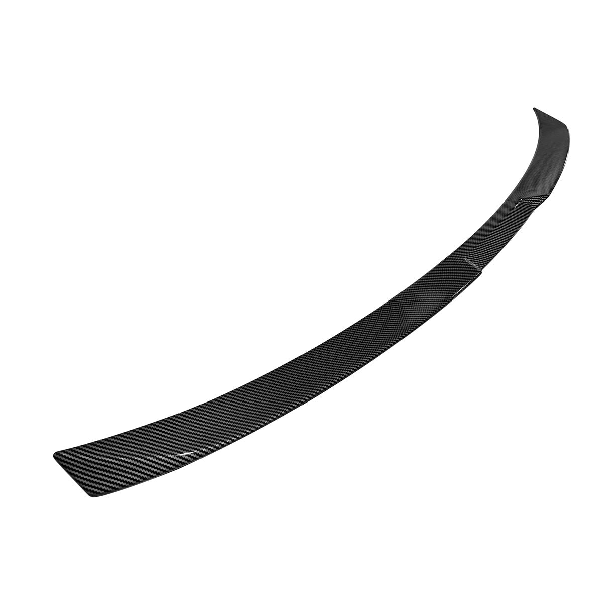 BMW G60 5-Series i5 M5 V Style trunk spoiler in carbon fiber print, made of ABS, for enhanced aerodynamics and sporty look.