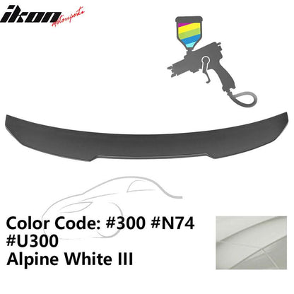 BMW G22 430i G82 M4 PSM trunk spoiler by K2 Industries, made of ABS, shown on a sleek car with a sporty design.