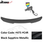 BMW G22 430i G82 M4 PSM trunk spoiler by K2 Industries, made of ABS, shown on a sleek car with a winged design.