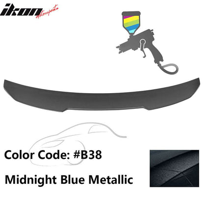 BMW G22 430i G82 M4 PSM trunk spoiler by K2 Industries, made of ABS, shown on a dark car with side view angle.