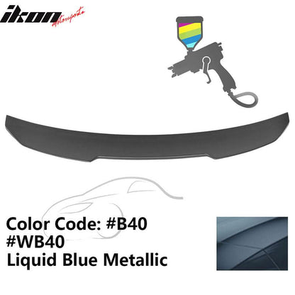 BMW G22 430i G82 M4 PSM trunk spoiler by K2 Industries, made of ABS, shown on a car with a sleek design and aerodynamic features.