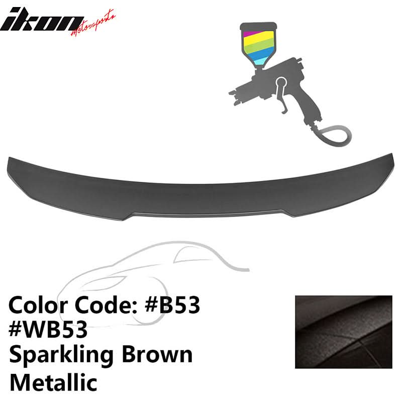 BMW G22 430i G82 M4 PSM trunk spoiler by K2 Industries, made of ABS, showing sleek aerodynamic design on a dark background.