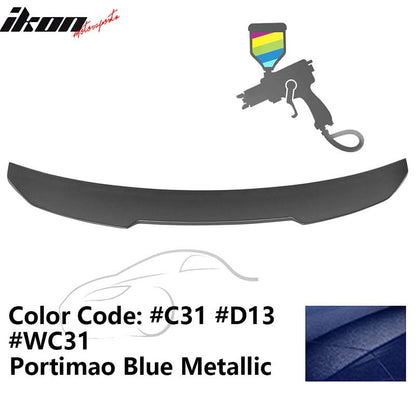 Black ABS trunk spoiler for BMW G22 430i G82 M4 by K2 Industries, part of the spoilers and wings collection, shown on vehicle.
