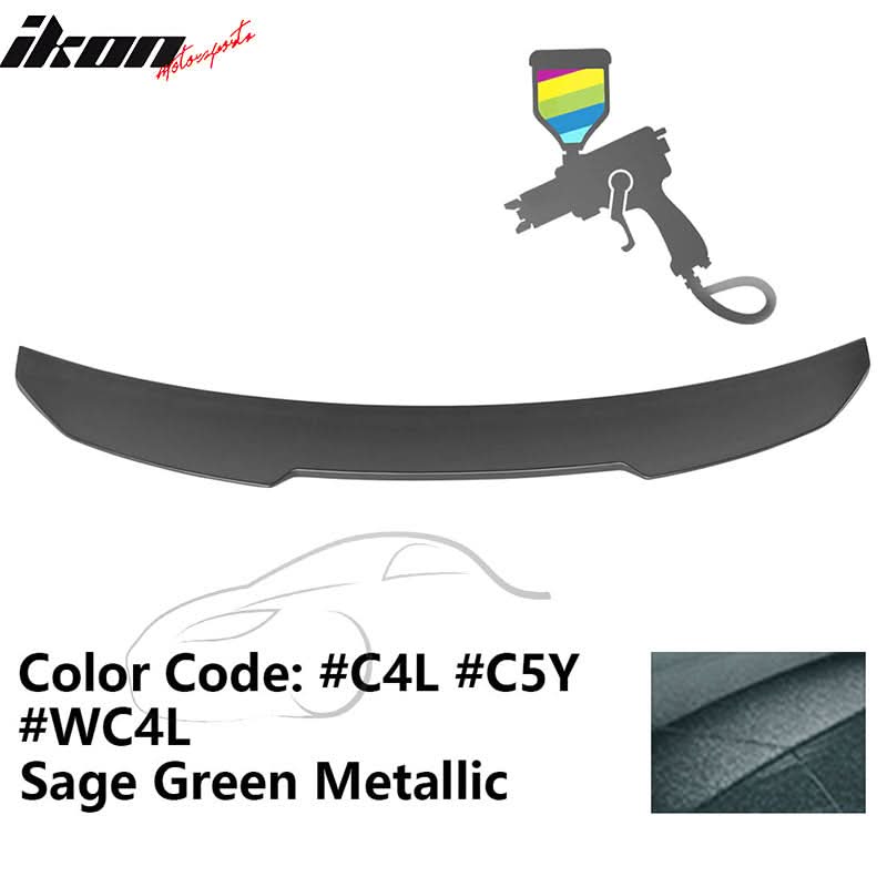 BMW G22 430i G82 M4 PSM trunk spoiler from K2 Industries, made of ABS, shown on a sleek car with a black border.