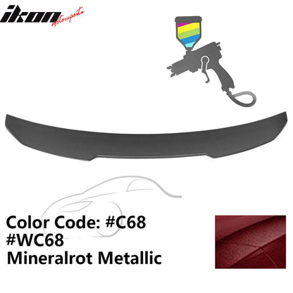 Black ABS trunk spoiler for BMW G22 430i G82 M4, 2021-2023, K2 Industries PSM style, mounted on rear of vehicle.