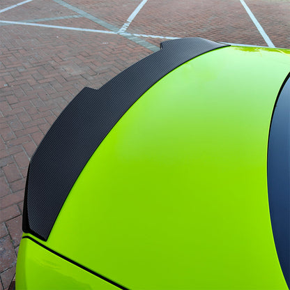 BMW G22 430i G82 M4 PSM trunk spoiler by K2 Industries, made of ABS, shown on a sports coupe with aerodynamic design.
