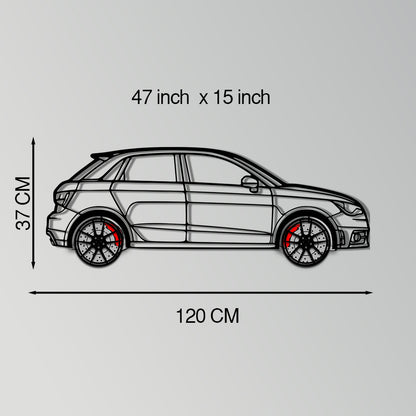 Audi A1 Metal Car Wall Art with Rotating Wheels - Handmade Car Silhouette Decor - Automotive Wall Art for Petrolheads-KAFMEKA094