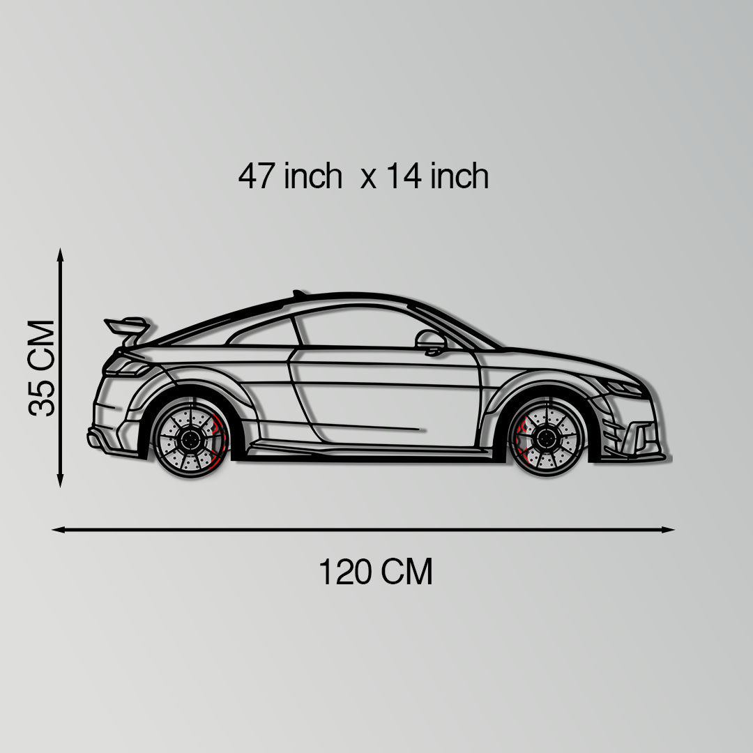 Audi TT Metal Car Wall Art with Rotating Wheels - Iconic Sports Coupe Silhouette Decor - Interactive Automotive Wall Art- KAFMEKA099