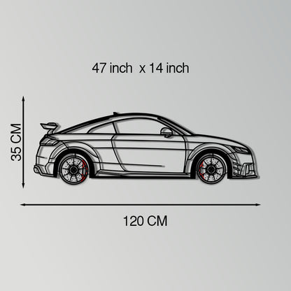 Audi TT Metal Car Wall Art with Rotating Wheels - Iconic Sports Coupe Silhouette Decor - Interactive Automotive Wall Art- KAFMEKA099