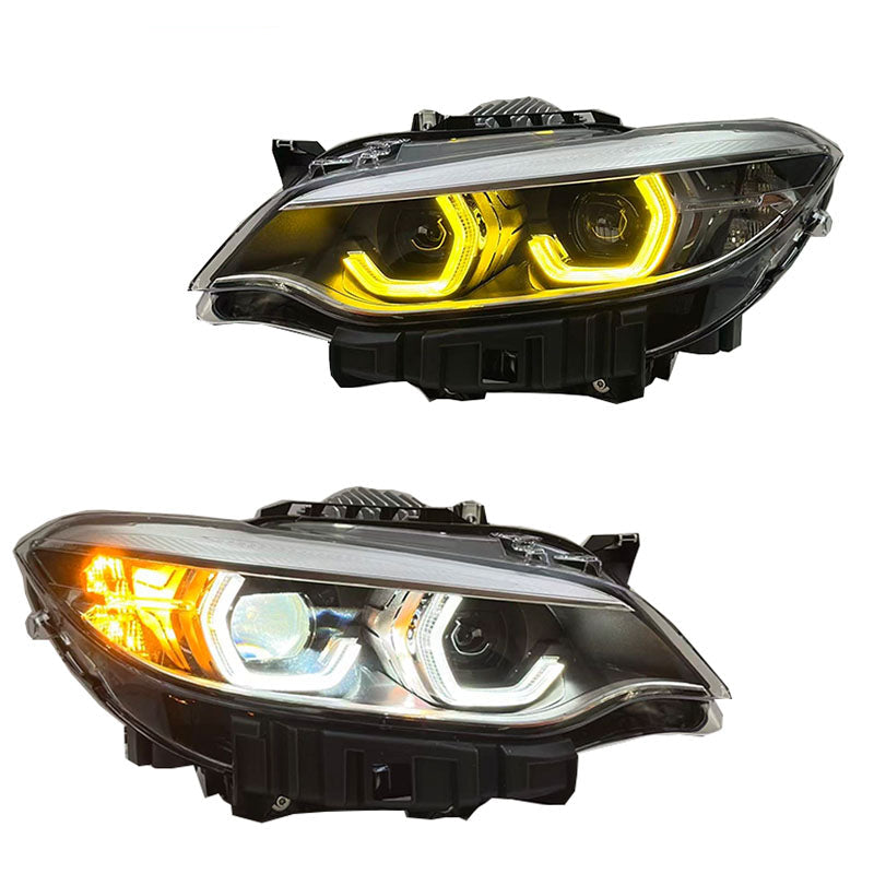 Vekto dual color LED headlights assembly for BMW 2 Series F22 F87 2014-2019, showing the headlights with dual color LED design.