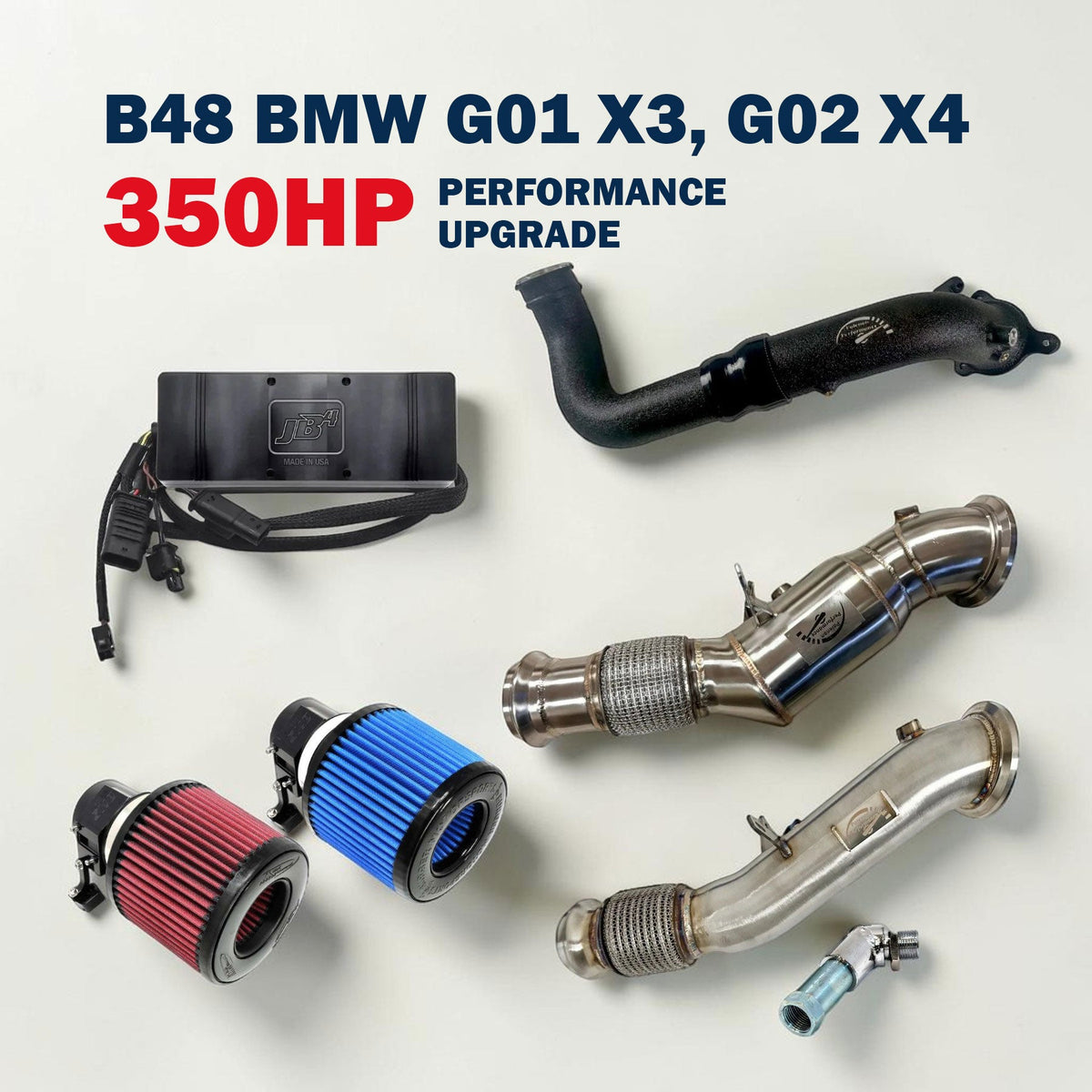 350HP performance upgrade package for BMW G01 X3 and G02 X4 30i B48 by Palenon Performance, includes high-power engine components.