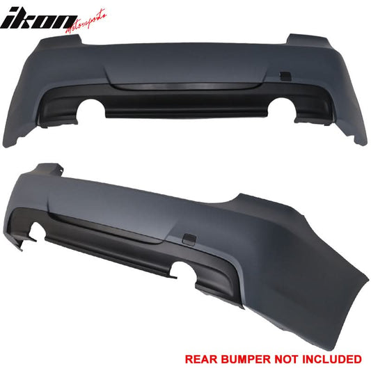 K2 Industries BMW E90 3 Series 335 M-Tech Msport rear bumper diffuser in black polypropylene, designed for 2006-2011 models.