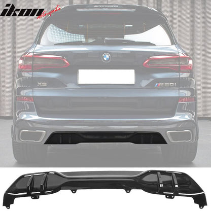 BMW G05 X5 M Sport rear diffuser by K2 Industries, made of black polypropylene, with a sleek MP style design and border detail.