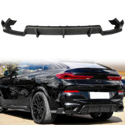 Gloss black Bmw G06 X6 Ikon Style rear bumper diffuser by K2 Industries, showcasing sleek design and high-quality finish.