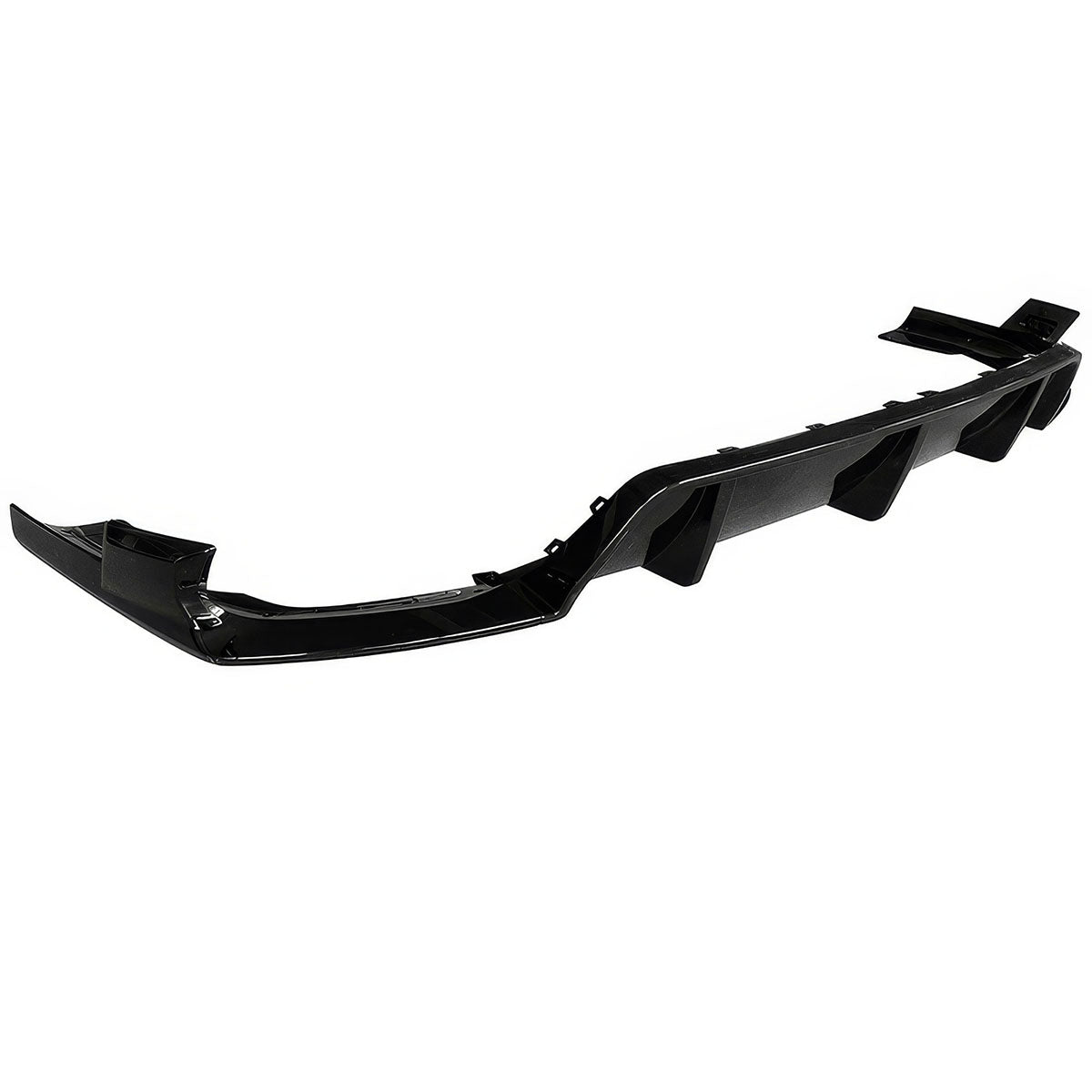 Gloss black rear bumper diffuser for BMW G06 X6 (2020-2023) by K2 Industries, showcasing sleek design and glossy finish.