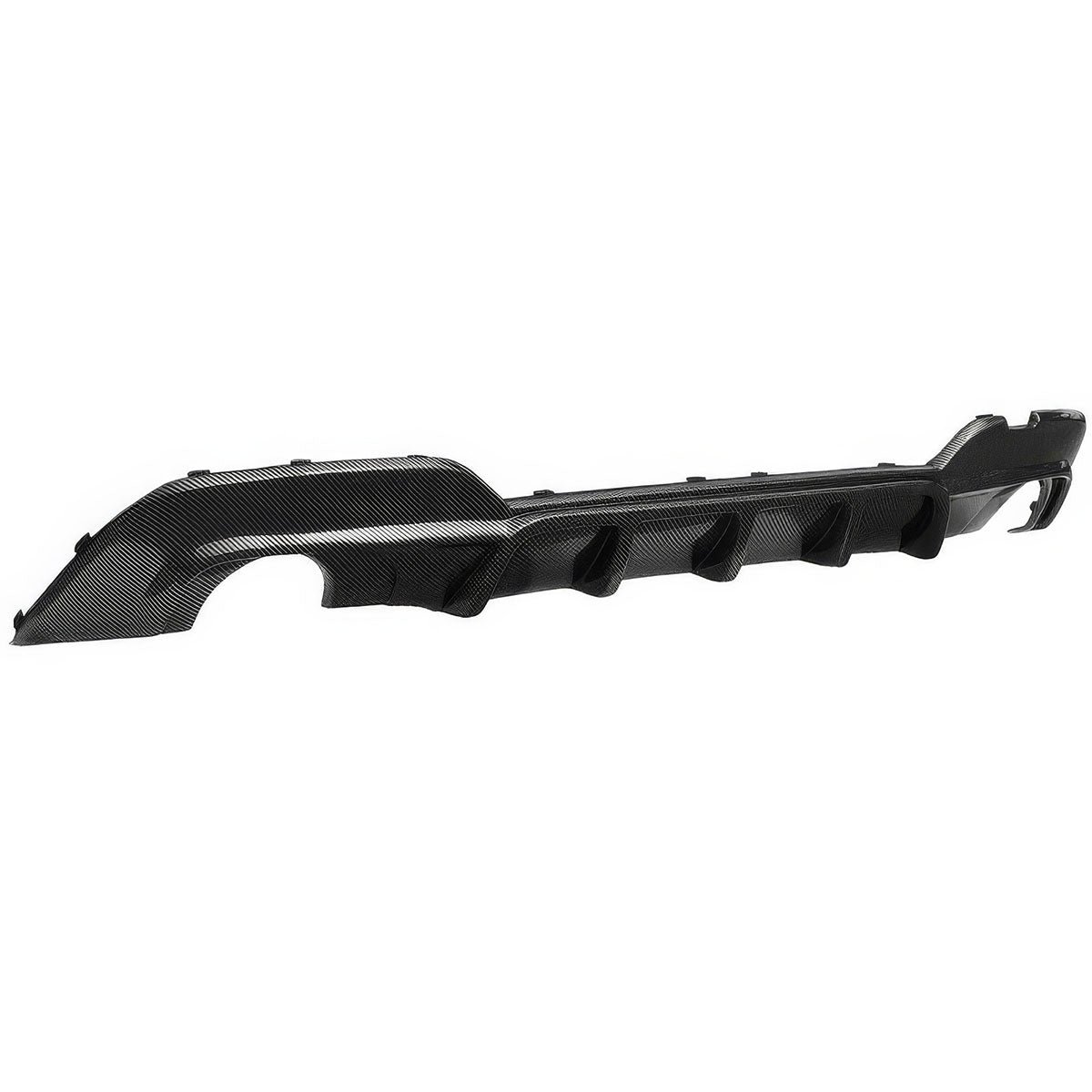 BMW G20 330i M Sport rear diffuser bumper lip in black polypropylene by K2 Industries, showing the sleek aerodynamic design.
