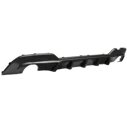 BMW G20 330i M Sport rear diffuser bumper lip in black polypropylene by K2 Industries, showing the sleek aerodynamic design.