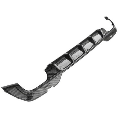 BMW G20 330i M Sport rear diffuser bumper lip by K2 Industries, made of durable PP, shown on a black car with sporty styling.