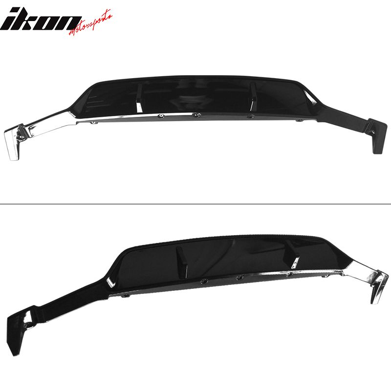 BMW G30 5 Series 2017-2020 3D Style Glossy Black Rear Bumper Diffuser by K2 Industries, showing detailed design and finish.