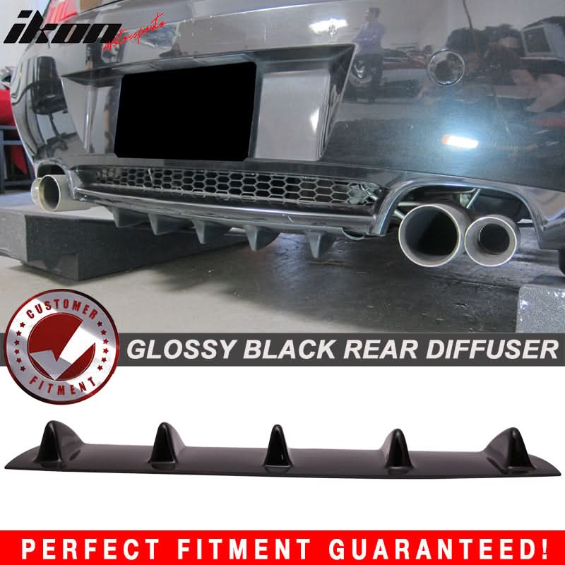 Gloss black BMW Z4 E85 rear bumper diffuser with 5 fins, made of ABS, designed for 2003-2008 BMW Z4 models by K2 Industries
