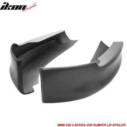 BMW E90 3 Series 2005-2008 matte carbon fiber front lip splitter spoiler for 4-door models by K2 Industries.