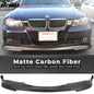 K2 Industries BMW E90 3-Series 2005-2008 sedan front bumper lip spoiler with C-style design and black finish.