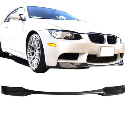 K2 Industries V style front bumper lip for BMW E92 E90 E93 M3 series 4-door and 2-door models, showcasing a sleek spoiler design.