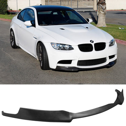 K2 Industries V-style front bumper lip spoiler for BMW E92 E90 E93 M3 Series 4-door and 2-door models, black polyurethane finish