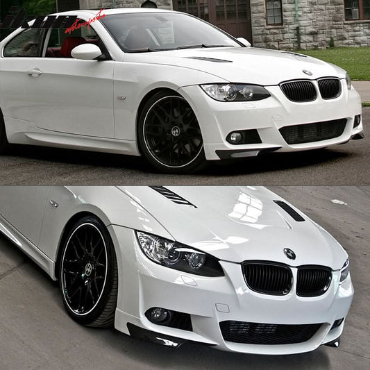 BMW E92 E93 3 Series M-Sport front lip splitter by K2 Industries, made of PU, with a sleek design and detailed borders.
